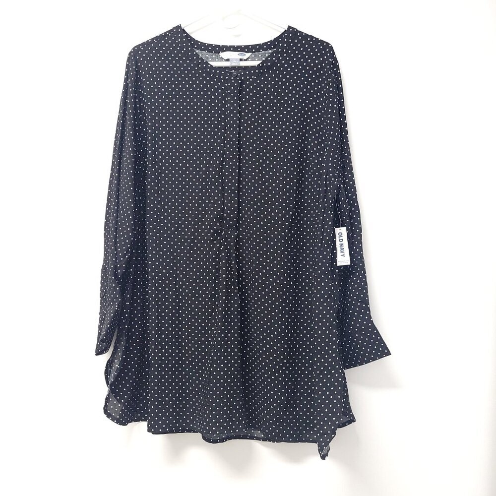 NWT Old Navy  Womens Boho Long Sleeve Button Down Shirt  Size 2X Polka Dot